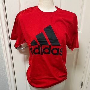 NWOT Adidas Bold Red Tee with Black Graphic